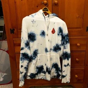 Volcom tie dye hoodie size XL white and navy